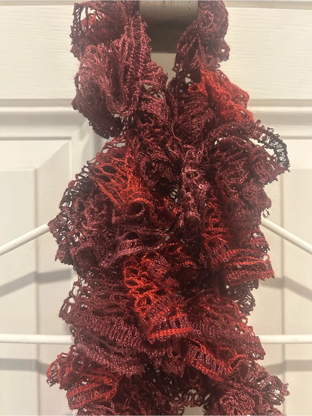 Women's Burgundy Ruffle Scarf